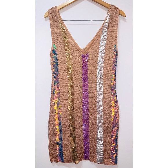 NBD Mosaic Mini Dress in Nude perfect for eras tour or disco bachelorette! - Picture 5 of 7